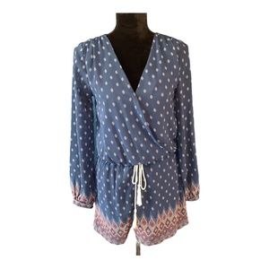 Japna Navy Blue Print Boho Romper